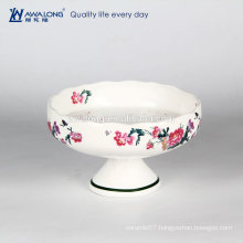 white floral pattern ceramic bowl bone china customized ice cream plate